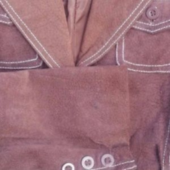 Rue 21 brown suede trench style short jacket w/belt sz Junior Large - Picture 2 of 13